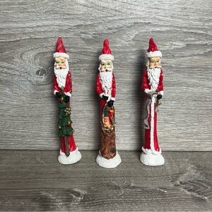 Vintage Hand painted Ceramic Pencil Santa Claus Figurines